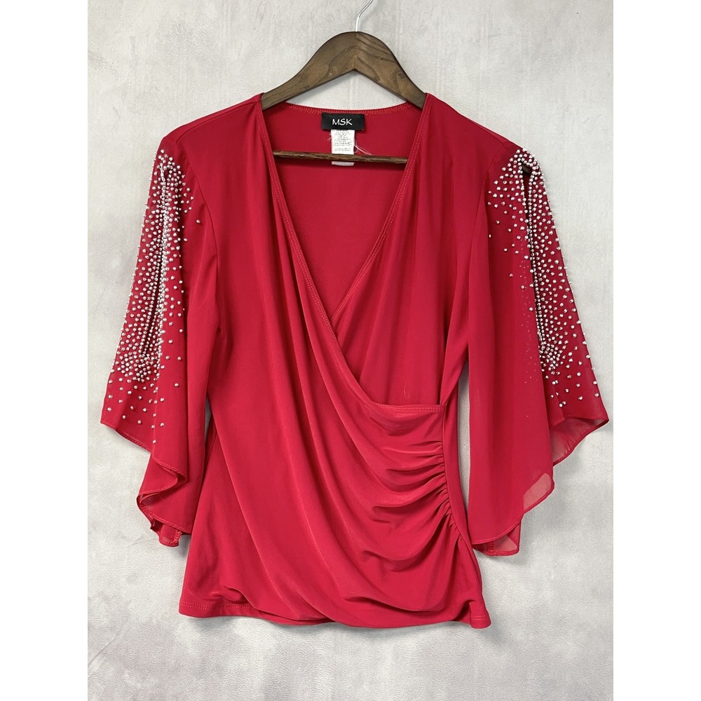 Flowy Embelisheed Womens Going Out Top S Y2K McBling Glam Party Statement Retro